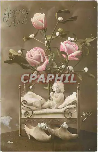 Cartes postales Joyeux Noel Fleurs Sabots