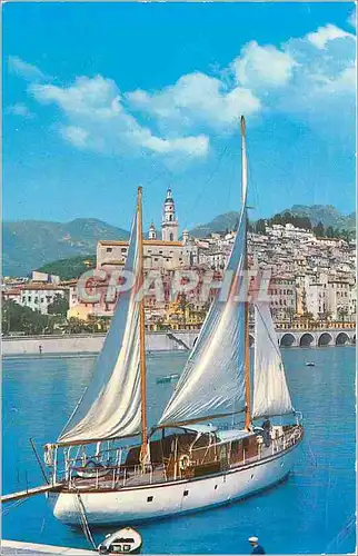 Cartes postales moderne Menton Le vieille et le port Bateau