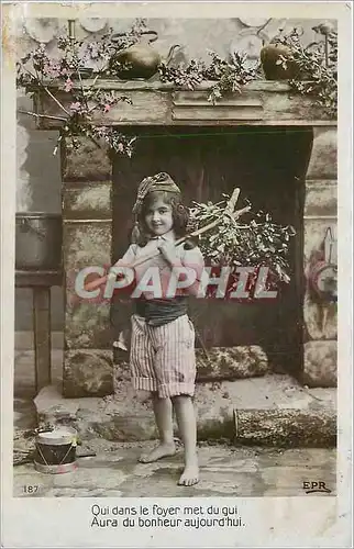 Cartes postales Oui dans le foyer met du gui Enfant