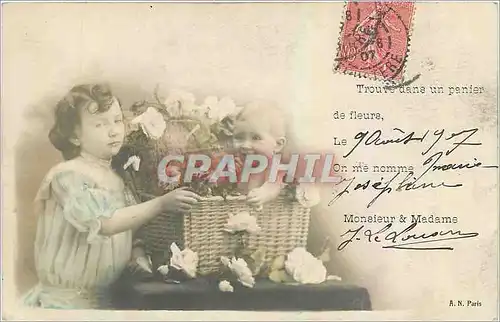 Cartes postales Trouve dans un panier Enfant