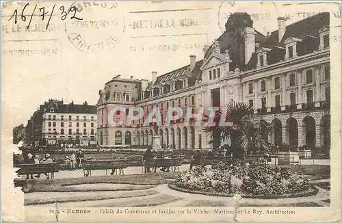 Ansichtskarte AK Rennes Palais du Commerce et Jardins sur la Vilaine