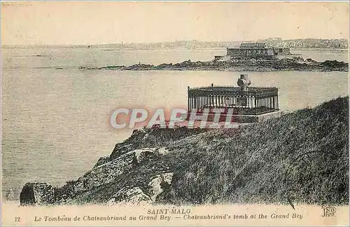 Cartes postales Saint Malo Le Tombeau de Chateaubriand au Grand Bey