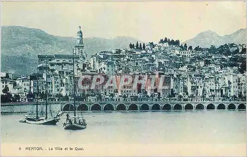 Cartes postales Menton La Ville et le Quai Bateaux