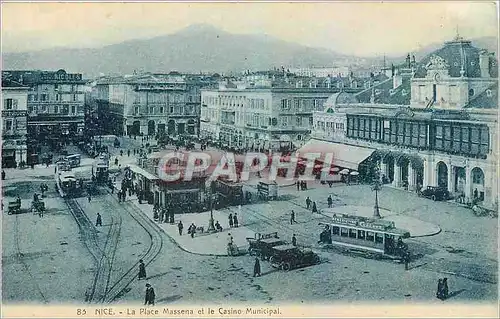 Ansichtskarte AK Nice La Place Massena et le Casino Municipal Tramway