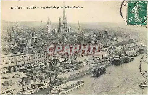 Cartes postales Rouen Vue Generale prise du Transbordeur Bateaux