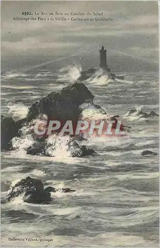 Ansichtskarte AK Le Raz de Sein au Coucher du Soleil Phare