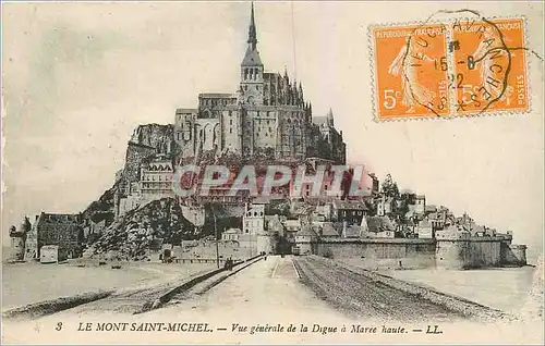 Cartes postales Le Mont Saint Michel Vue generale de la Digue a Maree haute