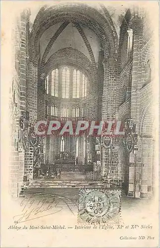 Cartes postales Abbaye du Mont Saint Michel Interieur de l'Eglise