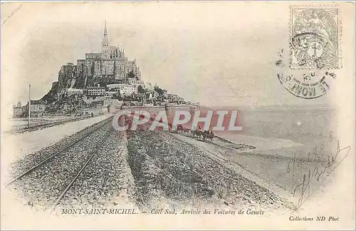 Cartes postales Mont Saint Michel Cote Sud Arrivee des Voitures de Genets
