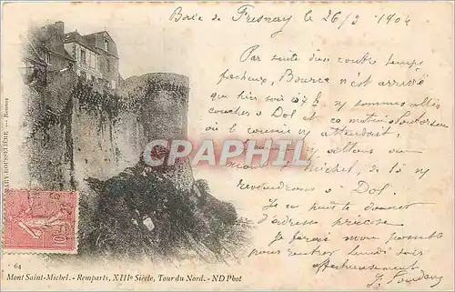 Cartes postales Mont Saint Michel Remparts Tour du Nord (carte 1900)