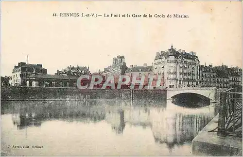 Cartes postales Rennes I et V Le Pont et la Gare de la Croix de Mission