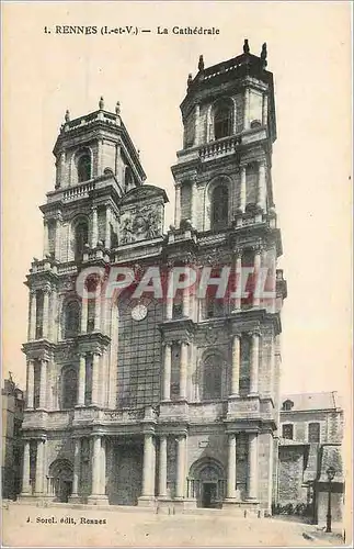 Cartes postales Rennes I et V La Cathedrale