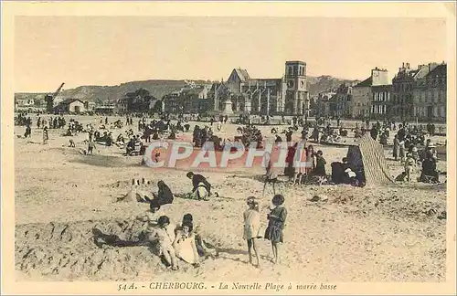 Cartes postales Cherbourg La Nouvelle Plage a maree basse