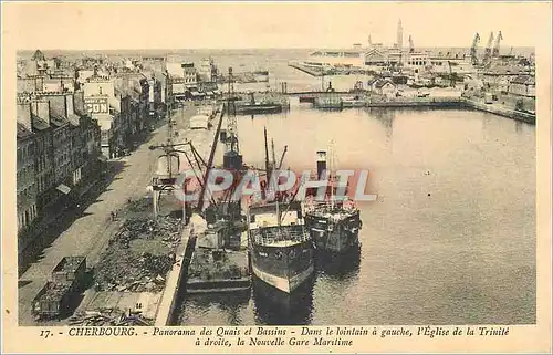 Ansichtskarte AK Cherbourg Panorama des Quais et Bassins Dans le lointain a gauche Bateaux