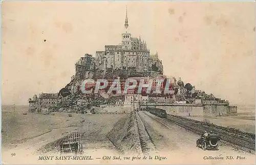 Cartes postales Mont Saint Michel Cote Sud vue prise de la Digue Train