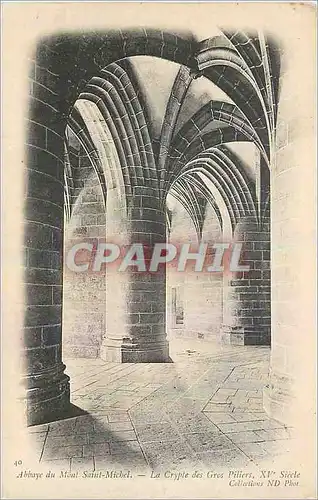 Cartes postales Abbaye du Mont Saint Michel La Crypte des Gros Piliers