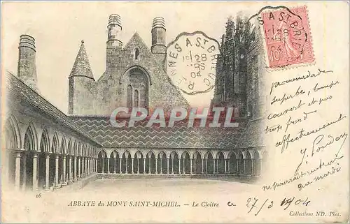 Ansichtskarte AK Abbaye du Mont Saint Michel Le Cloitre (carte 1900)