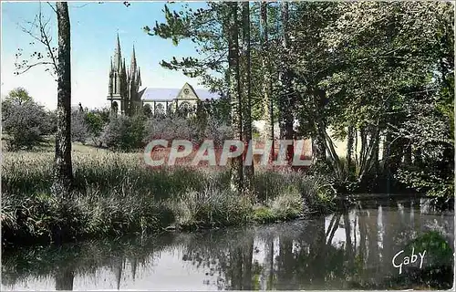 Moderne Karte Pontmain Mayenne L'Etang et la Basilique