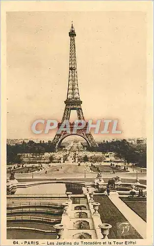 Ansichtskarte AK Paris Les Jardins du Trocadero et la Tour Eiffel