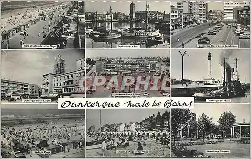 Moderne Karte Dunkerque Malo les Bains Le port Bateaux Phare