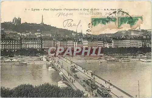 Cartes postales Lyon Pont Lafayette Perspective et Quai de Retz Tramway