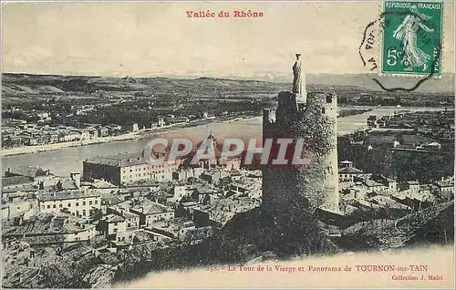 Cartes postales Vallee du Rhone La Tour de la Vierge et Panorama de Tournon sur Tain