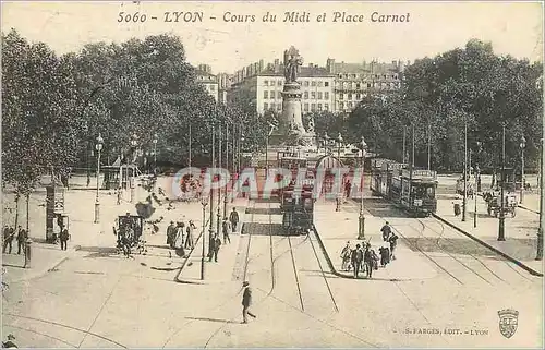 Cartes postales Lyon Cours du Midi et Place Carnot Tramway Byrrh