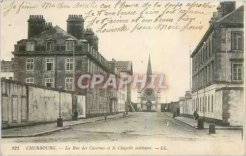 Ansichtskarte AK Cherbourg La Rue des Casernes et la Chapelle militaire