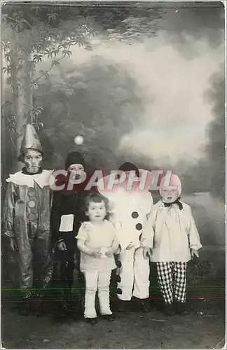 CARTE PHOTO Enfants Clowns