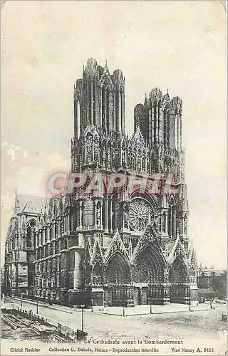 Cartes postales Reims La Cathedrale avant le Bombardement