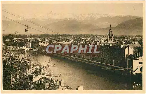 Ansichtskarte AK Grenoble Isere Vue generale et les Alpes