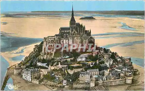 Moderne Karte Mont Saint Michel Manche Vue generale aerienne