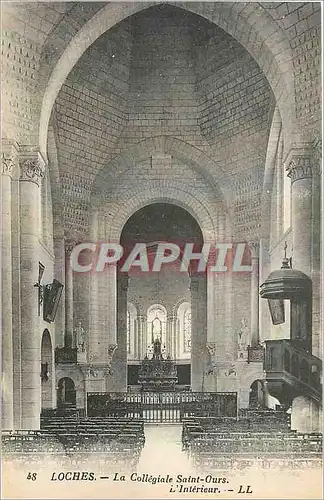 Ansichtskarte AK Loches La Collegiale Saint Ours L'Interieur