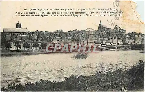 Ansichtskarte AK Joigny Yonne Panorama pris de la rive gauche de l'Yonne en aval du Pont
