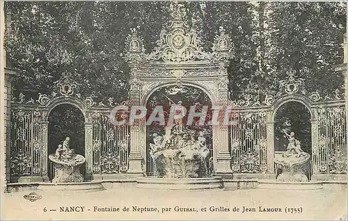 Cartes postales Nancy Fontaine de Neptune par Guibal et Grilles de Jean Lamour
