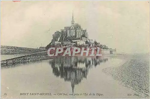 Cartes postales Mont Saint Michel Cote Sud vue prise a l'Est de la Digue