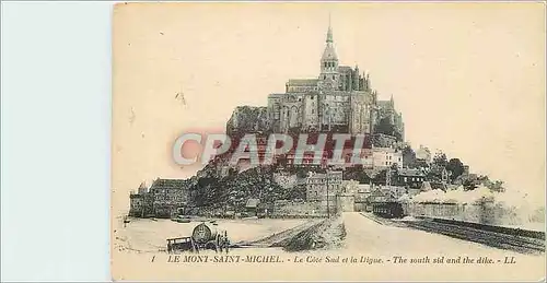 Cartes postales Le Mont Saint Michel Le Cote Sud et la Digue Train