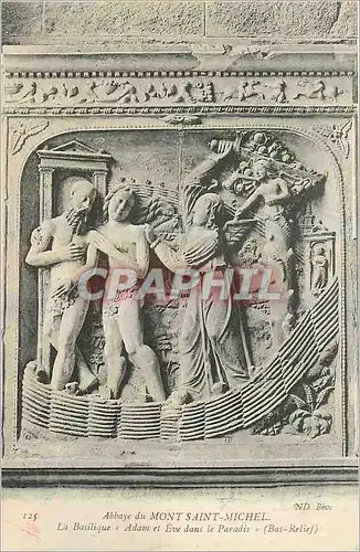 Cartes postales Abbaye du Mont Saint Michel La Basilique Adam et Eve dans le Paradis Bas relief