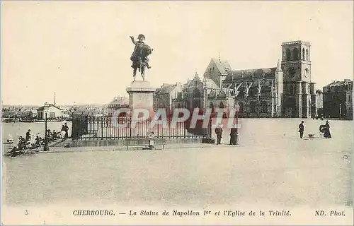 Ansichtskarte AK Cherbourg La Statue de Napoleon 1er et l'Eglise de la Trinite