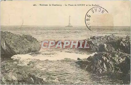 Ansichtskarte AK Environs de Cherbourg Le Phare de Goury et les Rochers