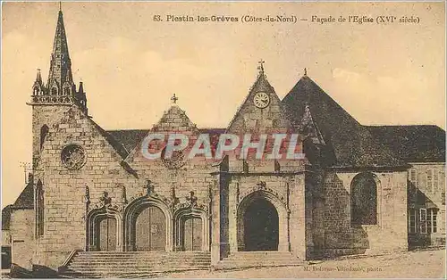 Cartes postales Plestin les Greves Cotes du Nord Facade de l'Eglise