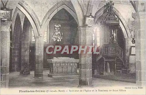 Cartes postales Plestin les Greves Cotes du Nord Interieur de l'Eglise et le Tombeau de Saint Efflam