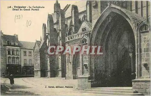 Ansichtskarte AK Treguier La Cathedrale Detail du Grand Portail
