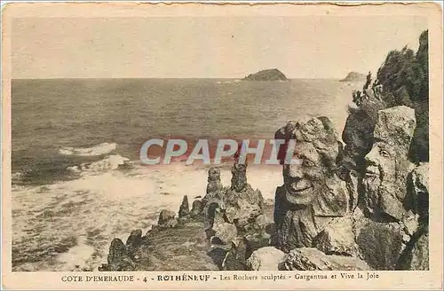 Cartes postales Cote d'Emeraude Rotheneuf Les Rochers Sculptes Gargantua et Vive la Joie