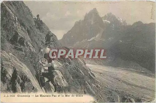 Ansichtskarte AK Chamonix Le Mauvais Pas et la Mer de Glace Alpinisme