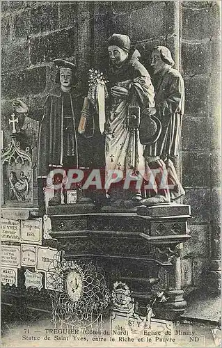 Ansichtskarte AK Treguier Cotes du Nord Eglise de Minihy Statue de Saint Yves