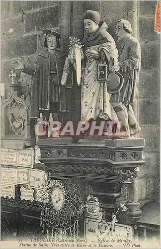 Ansichtskarte AK Treguier Cote du Nord Eglise de Miniby Statue de Saint Yves entre le Riche et le Pauvre