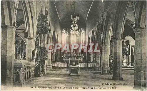 Ansichtskarte AK Plestin les Greves Cotes du Nord Interieur de l'Eglise La Nef