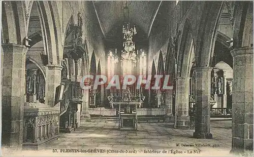 Cartes postales Plestin les Greves Cotes du Nord Interieur de l'Eglise La Nef