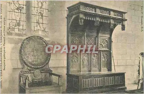 Ansichtskarte AK Chatelaudren Chapelle ND du Tertre Banquette Gothique et Fauteuil en Chene sculpte